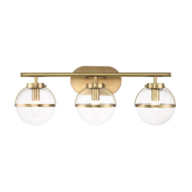 Hinkley Hollis 3 Light Bathroom Wall Light with Clear Seeded Glass And Aged Brass Finish