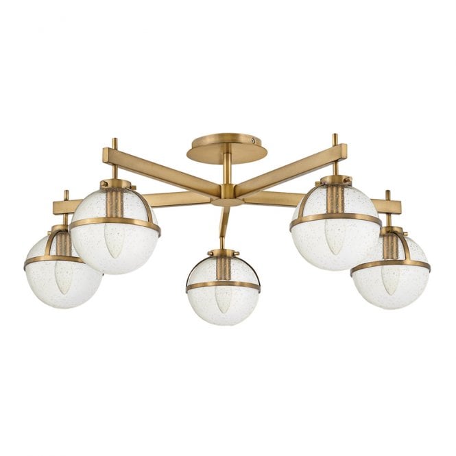 Hinkley  Hollis Bathroom 5 Light Glass Semi-Flush Ceiling Fitting In Brass Finish