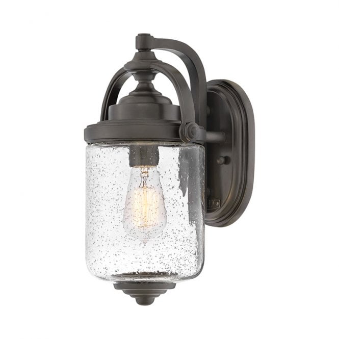 Hinkley  Willoughby Single Light Small Outdoor Wall Lantern in Oil Rubbed Bronze with Clear Seeded Glass