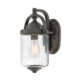 Hinkley Willoughby Single Light Small Outdoor Wall Lantern in Oil Rubbed Bronze with Clear Seeded Glass