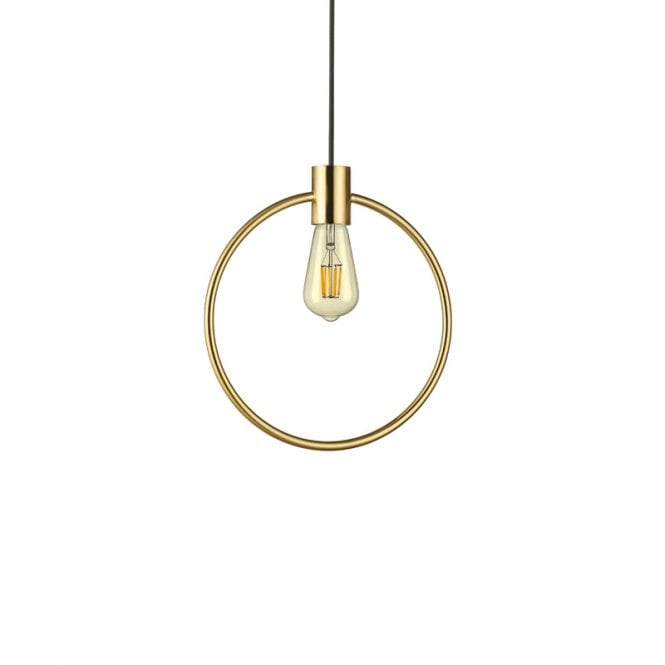 Ideal Lux ABC Round Single Light Ceiling Pendant In Antique Brass Finish