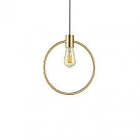 ABC Round Single Light Ceiling Pendant In Antique Brass Finish