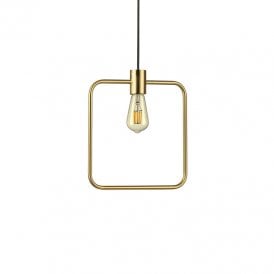 ABC Square Single Light Ceiling Pendant In Antique Brass Finish