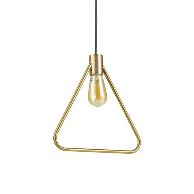 Ideal Lux ABC Triangle Single Light Ceiling Pendant In Antique Brass Finish