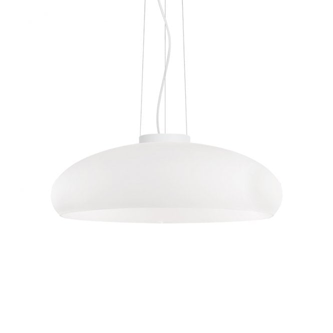Ideal Lux Aria Single Light Ceiling Pendant in Matt White Finish
