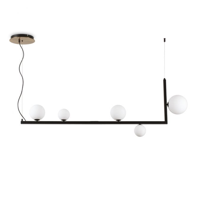 Ideal Lux Birds 5 Light Bar Ceiling Pendant In Matt Black Finish