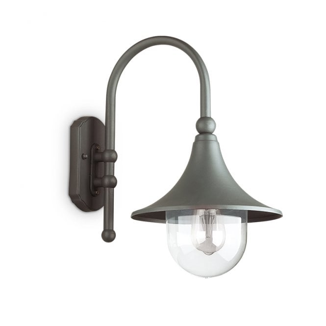 Ideal Lux Cima Single Light Outdoor Wall Fitting in Anthracite Grey Finish with Clear Acrylic Diffuser