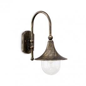 Cima Single Light Outdoor Wall Fitting in Antique Black & Gold Finish with Clear Acrylic Diffuser