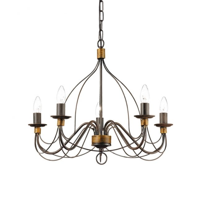 Ideal Lux Corte 5 Light Chandelier in Antique Rust Finish