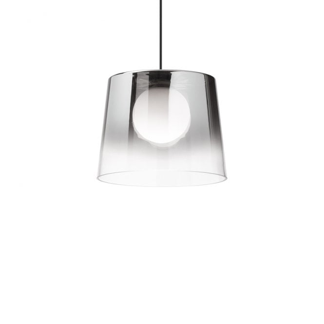 Ideal Lux Fade Single Light Ceiling Pendant In Black And Clear Finish