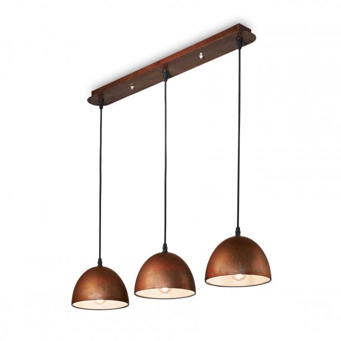Ideal Lux Folk 3 Light Bar Pendant in Brown Finish