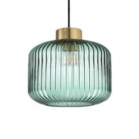 Mint-2 Single Light Ceiling Pendant in a Brass and Green Finish