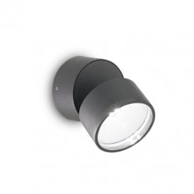 Omega Round Outdoor Warm White LED Wall Mounted Spotlight In Anthracite Finish