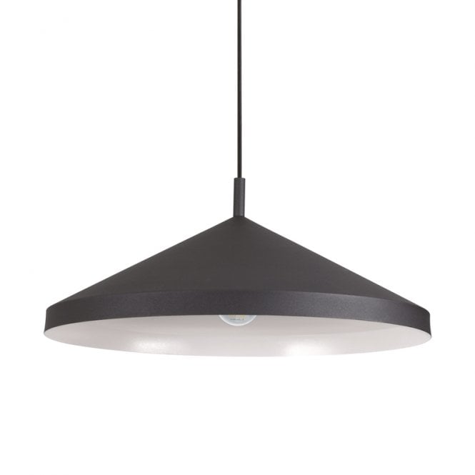 Ideal Lux Yurta Large Single Light Ceiling Pendant In Black Finish