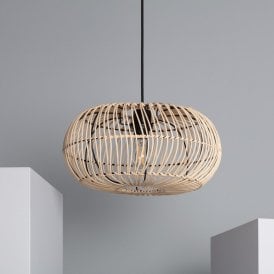 Iluzzia Awara Viringo Single Light Rattan Ceiling Pendant In Natural Finish