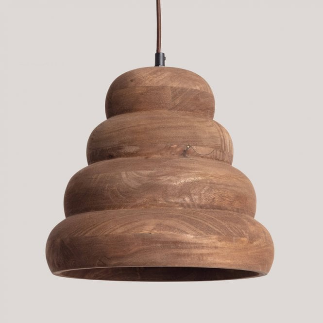 Iluzzia  Dallas I Wood Ceiling Pendant Light - Brown