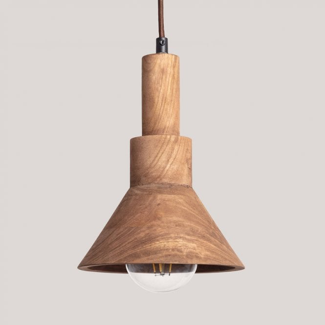 Iluzzia  Dallas Wood Ceiling Pendant Light - Brown