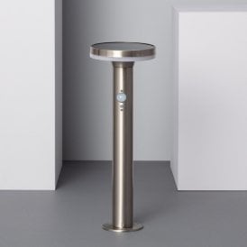 Iluzzia Helios Warm White Solar Powered Integrated LED Post Light with PIR Sensor in Stainless Steel Finish