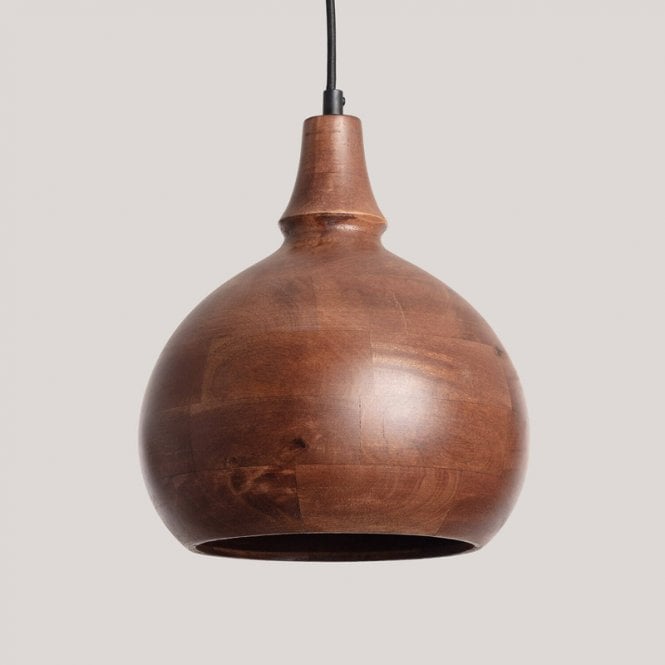 Iluzzia  Kanan II Wood Round Ceiling Pendant Light - Brown