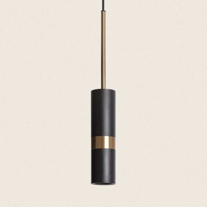 Iluzzia Lumen Single Light Ceiling Pendant In Black and Gold Finish