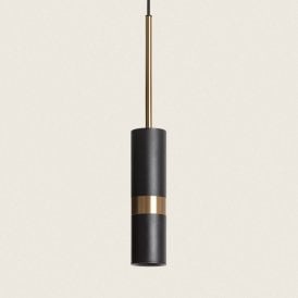 Iluzzia Lumen Single Light Ceiling Pendant In Black and Gold Finish