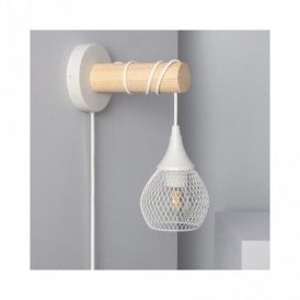 Iluzzia Monah Single Light Wall Fitting with Plug in White Finish