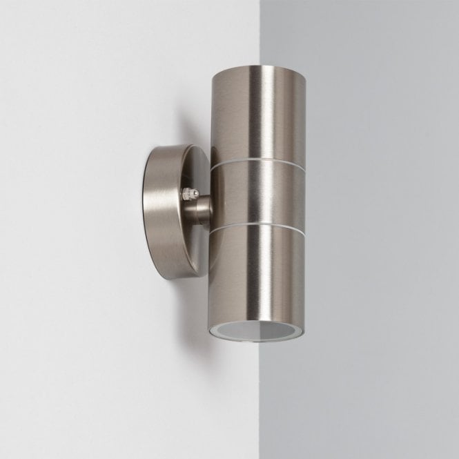 Iluzzia  Up And Down Outdoor Wall light In Satin Stainless Steel Finish