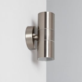 Iluzzia Up And Down Outdoor Wall light In Satin Stainless Steel Finish