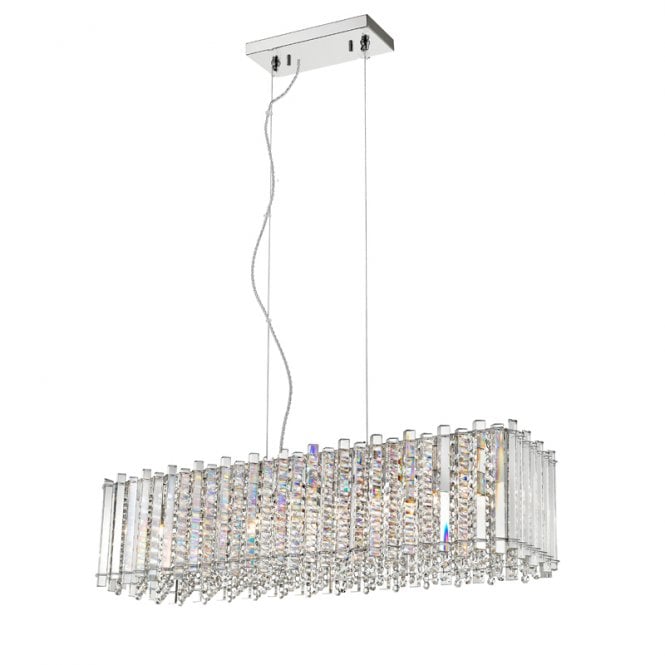 Impex Lighting Impex Clara 7 Light Crystal Bar Ceiling Pendant Light In ...