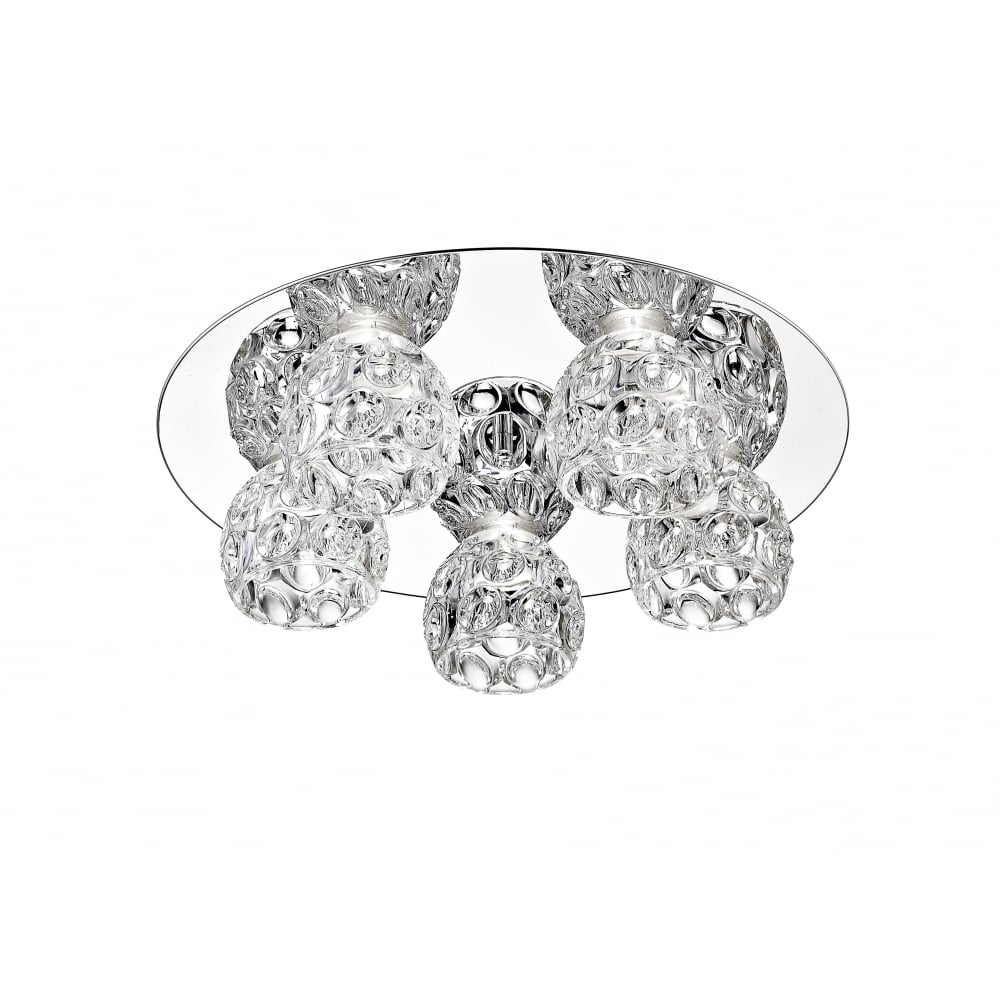 Impex Lighting Impex Clea 5 Light LED Flush Ceiling Fitting In Polished ...