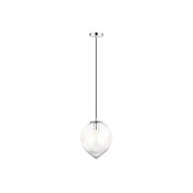 Impex Facet Single Light Glass Ceiling Pendant Light In Clear Finish