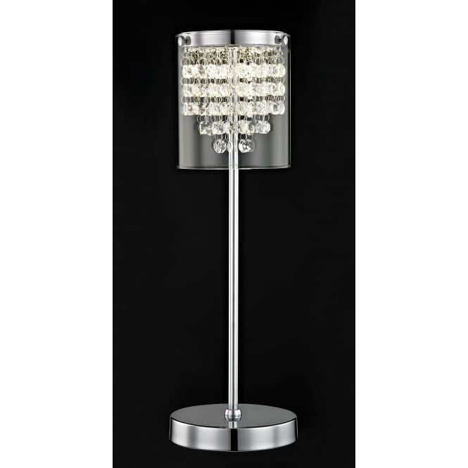 Impex Lighting Impex Florina Single LED Table Lamp in Polished Chrome Finish with Crystal Decorations
