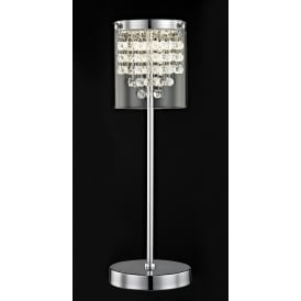 Impex Florina Single LED Table Lamp in Polished Chrome Finish with Crystal Decorations