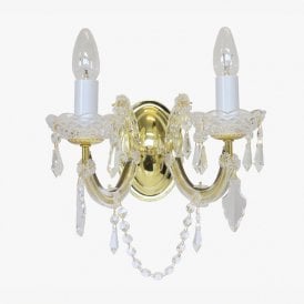 Impex Marie Theresa 2 Light Wall Fitting In Gold Finish Trimmed With Strass Crystals