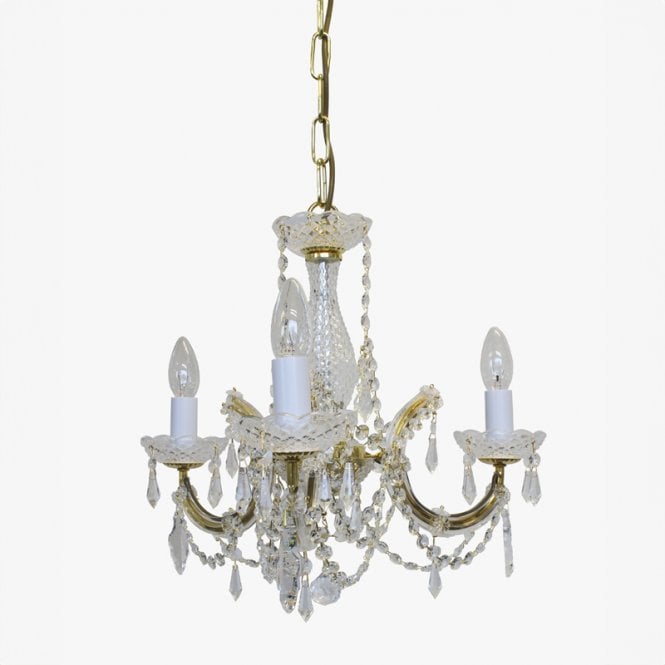 Impex Lighting Impex Marie Theresa 3 Light Chandelier In Gold Finish Trimmed With Strass Crystals