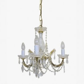 Impex Marie Theresa 3 Light Chandelier In Gold Finish Trimmed With Strass Crystals