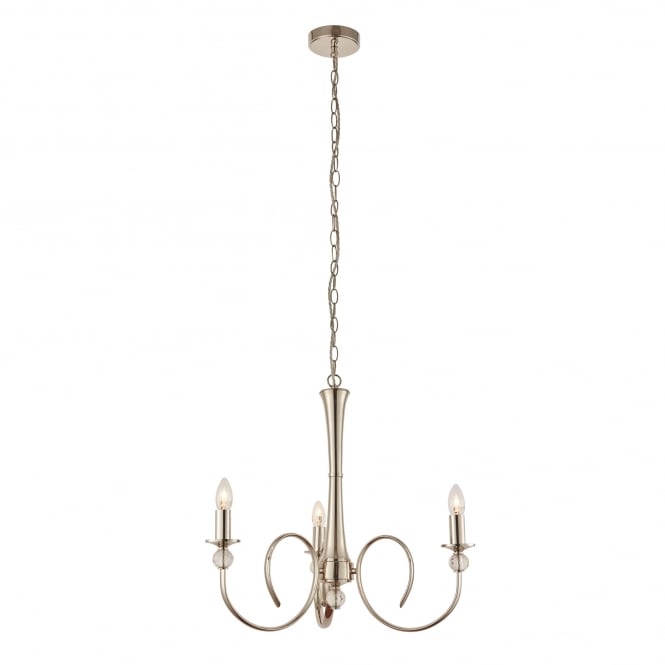 Interiors 1900 73907 Fabia 3 Light Multi-Arm Ceiling Chandelier in Polished Nickel Finish