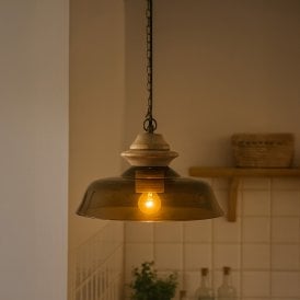 Khudi & Khora Brook Glass Ceiling Pendant Light - Brown