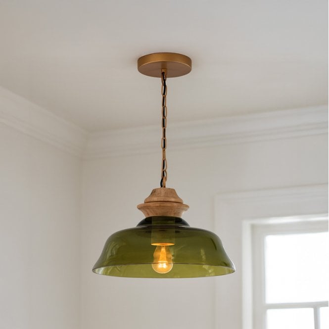 Khudi & Khora  Brook Glass Ceiling Pendant Light - Green