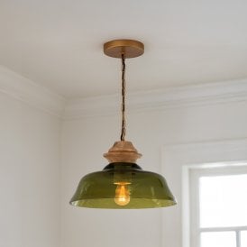 Khudi & Khora Brook Glass Ceiling Pendant Light - Green