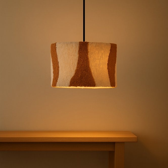Khudi & Khora  Hemp Tufted Ceiling Pendant Shade - Brown & White