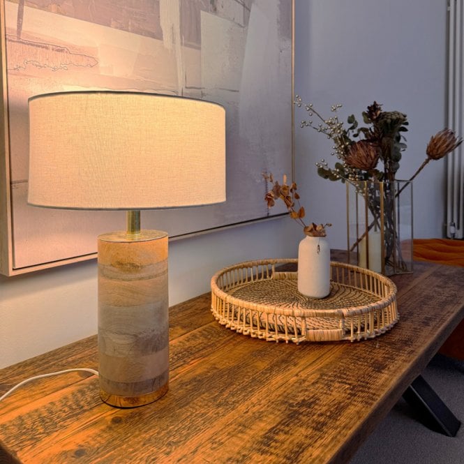 Khudi & Khora Lotus Table Lamp - Gold with White Shade