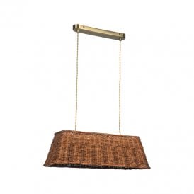 Khudi & Khora Lucent Rattan Bar Ceiling Pendant Light - Natural