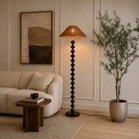 Khudi & Khora Lunaria Rattan Floor Lamp - Brown