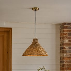 Khudi & Khora Mocha Rattan Ceiling Pendant Light - Natural