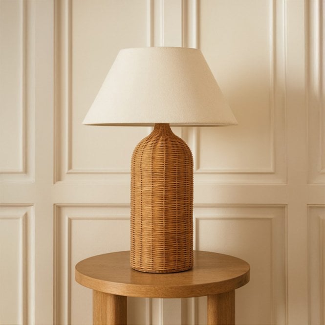 Khudi & Khora  Raya Rattan Tall Table Lamp - Natural