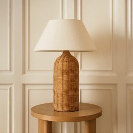 Khudi & Khora Raya Rattan Tall Table Lamp - Natural