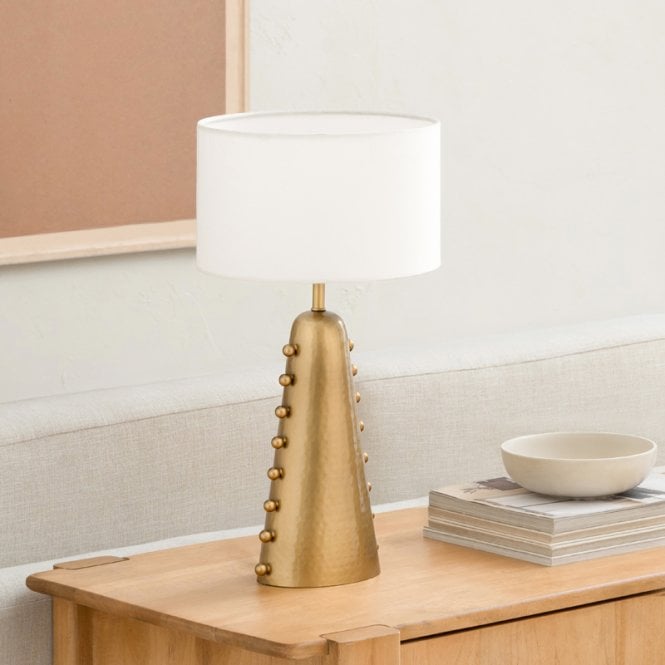 Khudi & Khora Saffron Table Lamp - Gold with White Shade