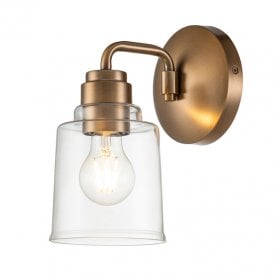Aivian Single Light Wall Fitting In Weathered Brass Finish And Clear Glass