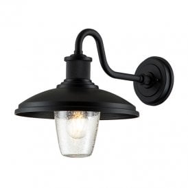 Kichler Allenbury Single Light Outdoor Wall Lantern in Textured Black With Clear Seeded Glass